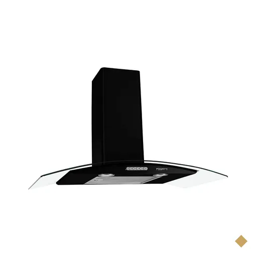 Coifa de Parede 90cm Vidro Curvo Duto Slim Fogatti - Preto
