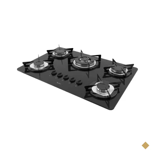 Cooktop Terim à Gás TRM 5B TC Vidro Preto Flange Inox