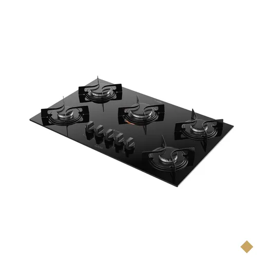 Cooktop 5 Bocas Preto com Mesa de Vidro Atlas U Top Bivolt