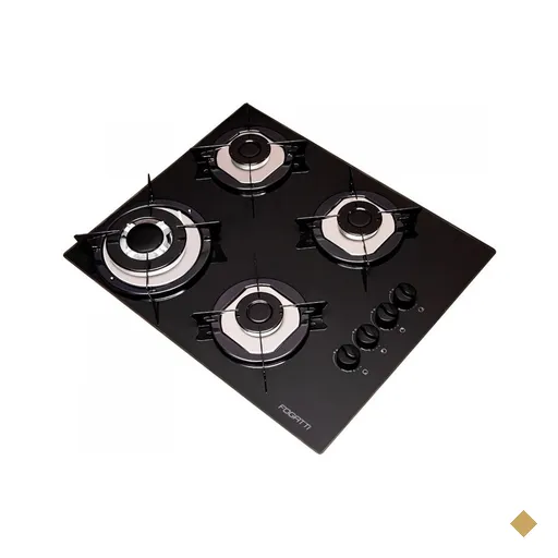 Cooktop Fogatti à Gás FGT 4B TC Vidro Preto Flange Inox