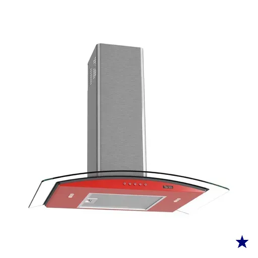 Coifa Terim de Parede Clean Vidro Curvo Vermelha Kroma 70cm
