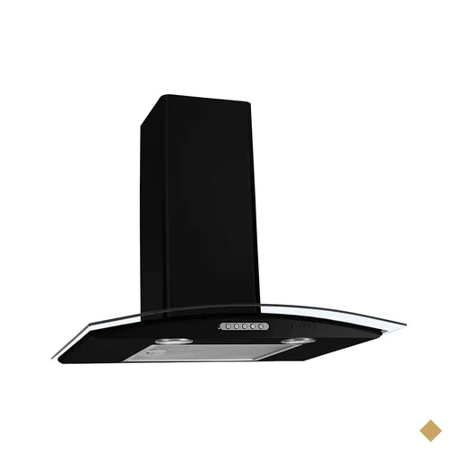 Coifa de Parede 60cm Vidro Curvo Duto Slim Preto Fogatti