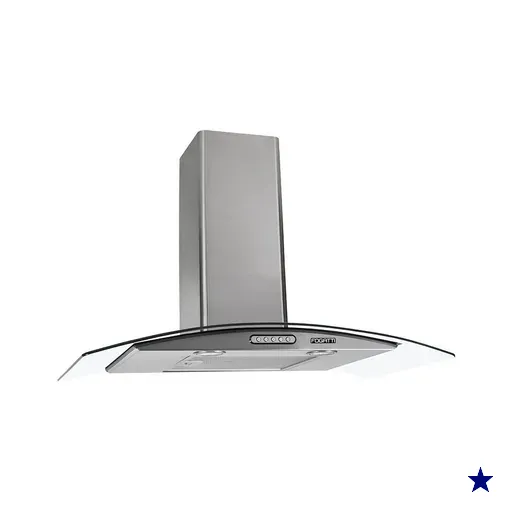 Coifa Parede Vidro Curvo Slim Inox 4 à 6 Bocas 75cm - Inox