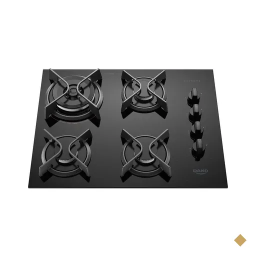 Cooktop 4 Bocas Preto com Mesa de Vidro e Tripla Chama Dako Supreme Bivolt
