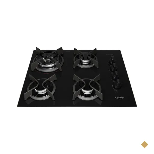 Cooktop 4 Bocas Dako Supreme Preto com Mesa de Vidro e Tripla Chama Bivolt