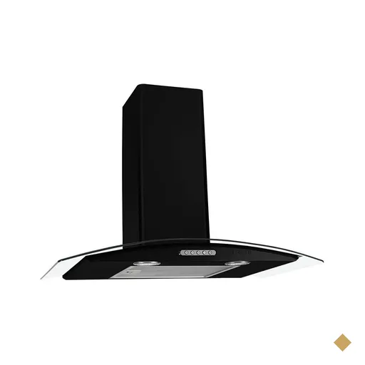 Coifa de Parede 70cm Vidro Curvo Duto Slim Preto Fogatti