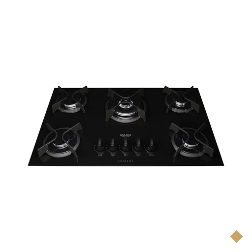 Cooktop Com 5 Bocas Preto com Mesa de Vidro e Tripla Chama Dako Supreme Bivolt