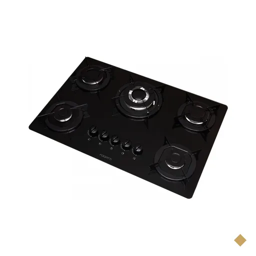 Cooktop 5 Bocas Tripla Chama Vidro Preto - Fogatti