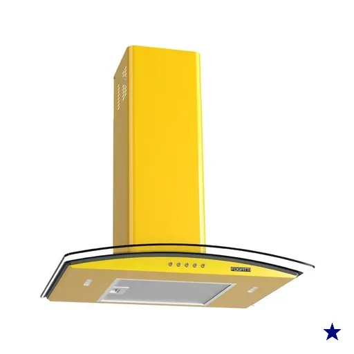 Coifa Fogatti de Parede Clean Vidro Curvo Amarela 60cm
