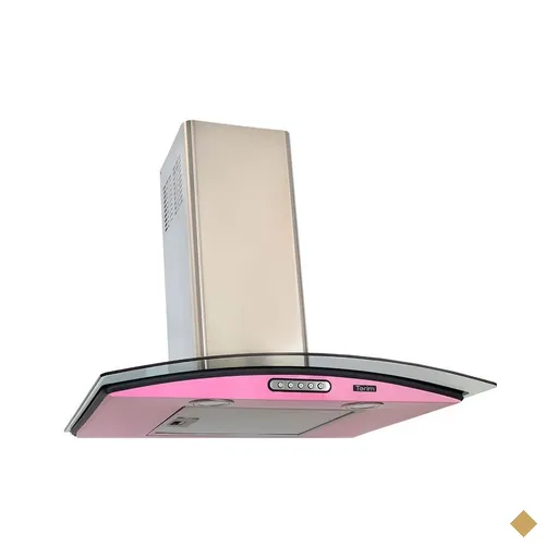 Coifa Terim Parede Vidro Curvo Rosa/Inox Duto Slim 60 Cm