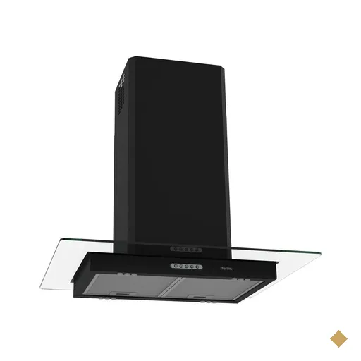 Coifa Terim Ilha Teto Vidro Reto Black 75 Cm - Preto