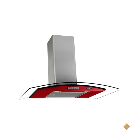 Coifa de Parede Vidro Curvo 70cm Duto Slim Terim Vermelho com Inox