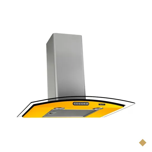 Coifa de Parede Vidro Curvo 60cm Duto Slim Terim Amarelo com Inox
