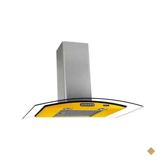 Coifa Terim Parede Vidro Curvo Amarela/inox Duto Slim 70 Cm