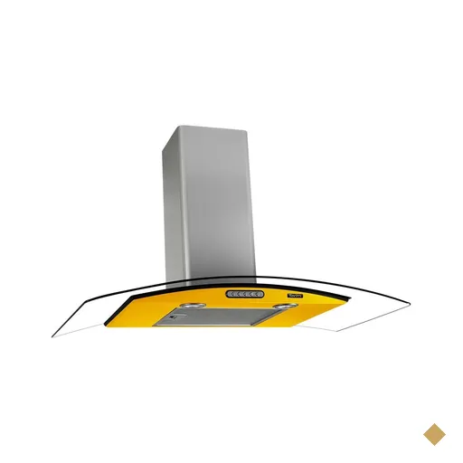 Coifa de Parede Vidro Curvo 80cm Duto Slim Terim Amarelo com Inox
