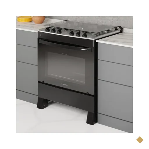 Fogão 5 Bocas a Gás com Tampa Bivolt Premium Plus Realce CR229 Preto