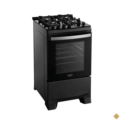 Fogão 4 Bocas Preto com Mesa de Vidro Dako Novo Supreme Glass Bivolt