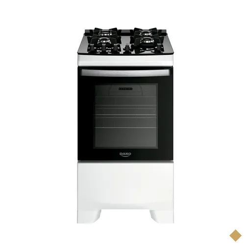 Fogão 4 Bocas Branco com Mesa de Vidro Dako Novo Supreme Glass Bivolt
