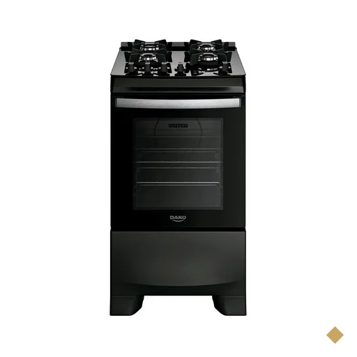 Fogão 4 Bocas Dako Supreme Black Digital Mesa Vidro Bivolt - Bivolt
