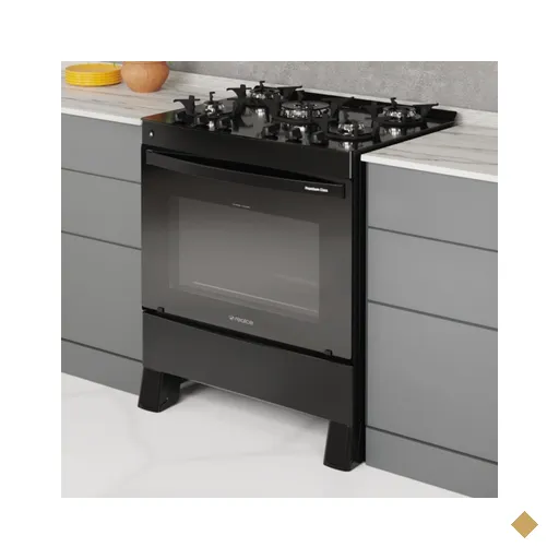 Fogão 5 Bocas a Gás Bivolt Premium Glass Realce CR230 Preto