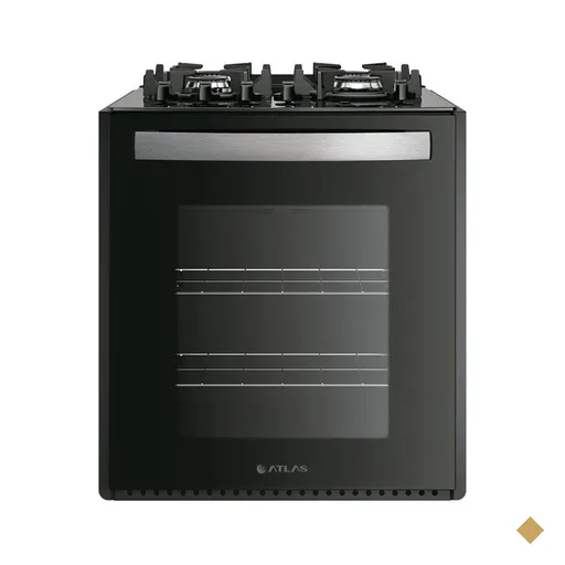 Fogão de Embutir 4 Bocas Atlas UTop Mesa de Vidro Preto Bivolt