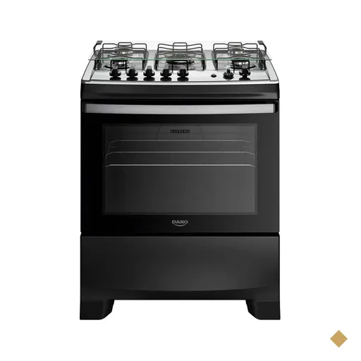Fogão 5 Bocas Dako Supreme Mesa de Inox e Timer Bivolt - Preto