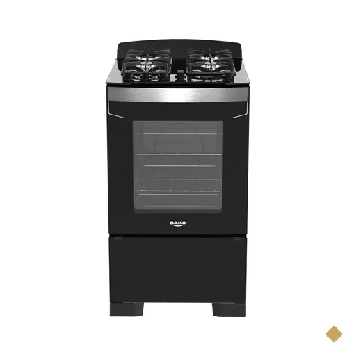 Fogão 4 Bocas Preto com Mesa de Vidro Dako Diplomata Bivolt