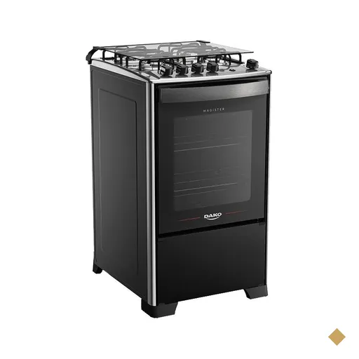 Fogão 4 Bocas Preto com Mesa Inox Dako Magister Bivolt
