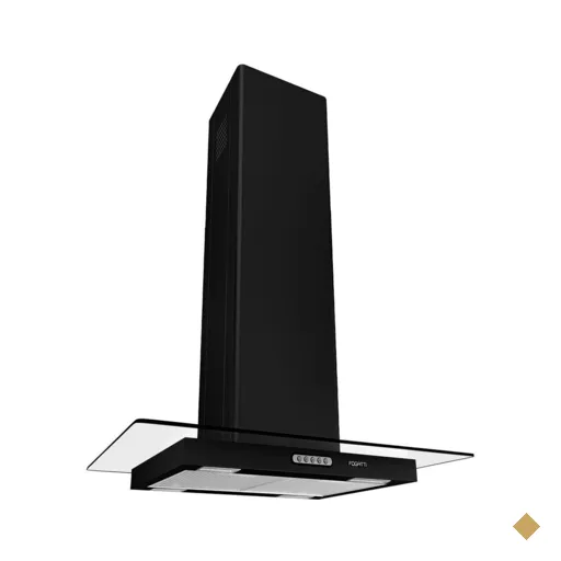 Coifa Fogatti Ilha Black Vidro Preto Reto 75 cm