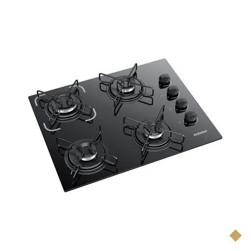 Cooktop a Gás 4 Bocas Itatiaia Essencial, Mesa de Vidro Temperado, Preto