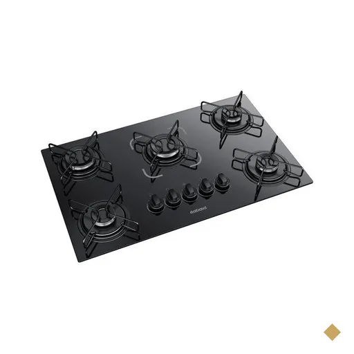 Cooktop a Gás 5 Bocas Itatiaia Essencial, Mesa de Vidro Temperado, Preto
