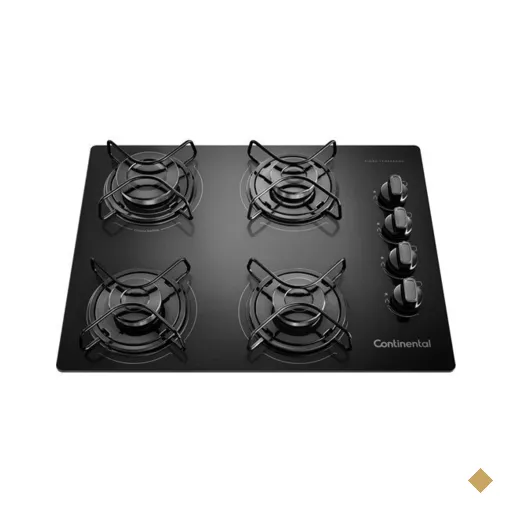 Cooktop a Gás 4 Bocas Continental, Mesa de Vidro Temperado - KC4GP