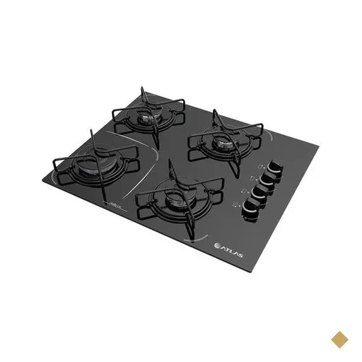 Cooktop a Gás 4 Bocas Atlas Agile Up, Mesa de Vidro