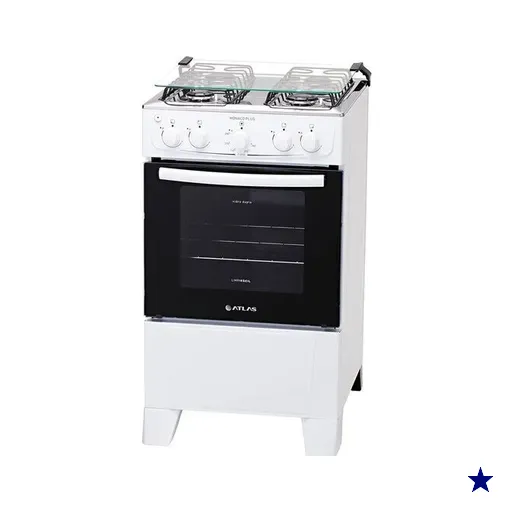 Fogão a Gás de Piso 4 Bocas Atlas Mônaco Plus, Mesa de Inox, Branco