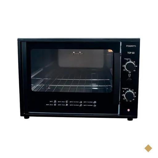 Forno Elétrico Fogatti Top Black, 60 Litros, Timer, Dourador, 1750W, Preto