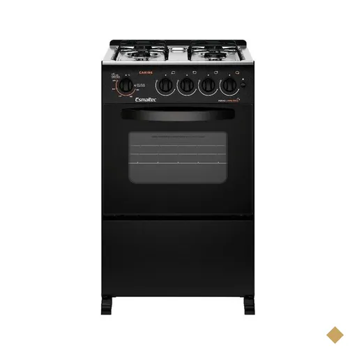 Fogão a Gás de Piso 4 Bocas Esmaltec Caribe, Mesa Inox, Preto