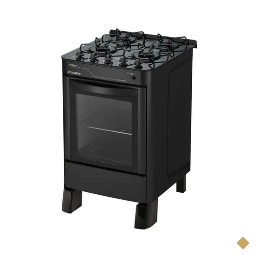 Fogão a Gás de Piso 4 Bocas Esmaltec Agata Glass, Preto
