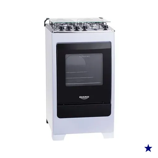 Fogão a Gás de Piso 4 Bocas Dako Supreme, Mesa de Inox, Branco