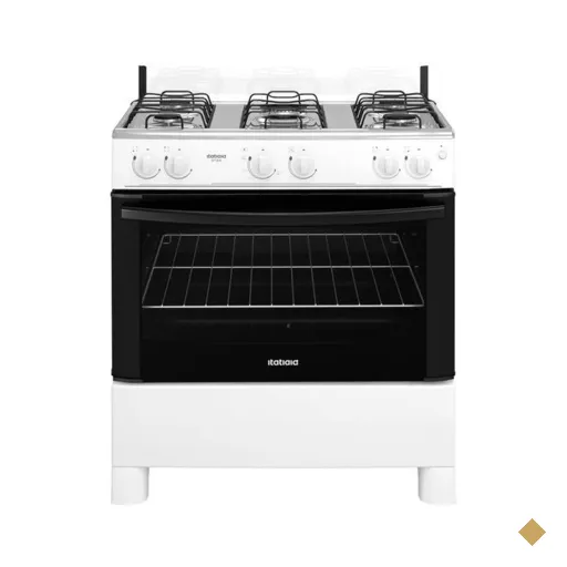 Fogão a Gás de Piso 5 Bocas Itatiaia Star NG, Mesa de Aço Inox, Branco