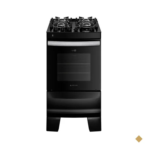 Fogão 4 Bocas Preto com Mesa de Vidro Atlas Agile Up Bivolt