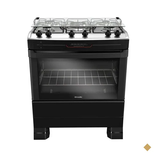 Fogão a Gás 5 Bocas Mueller, Mesa Inox, Tripla Chama, Preto - MFI5BF