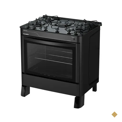 Fogão a Gás de Piso 5 Bocas Esmaltec Agata Glass, Preto