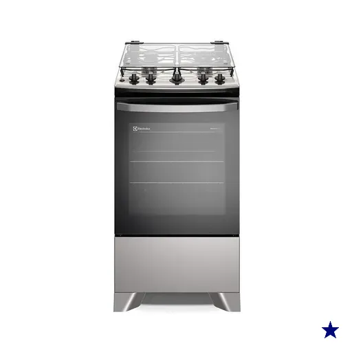 Fogão a Gás de Piso 4 Bocas Electrolux em Inox com VaporBake, Cinza - FE4IS