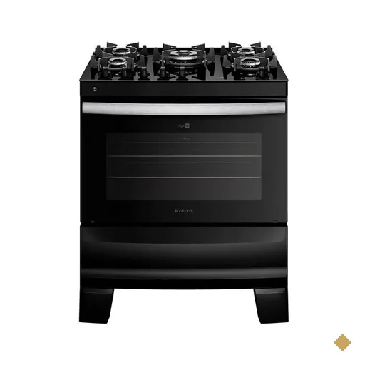 Fogão 5 Bocas Preto com Mesa de Vidro Atlas Agile Up Bivolt