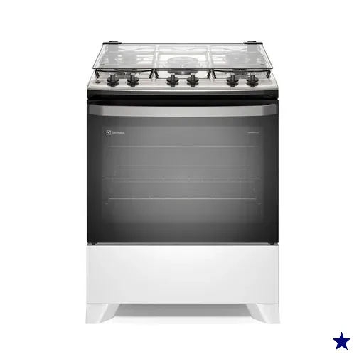 Fogão a Gás de Piso 5 Bocas Electrolux em Inox com VaporBake, Branco - FE5IB
