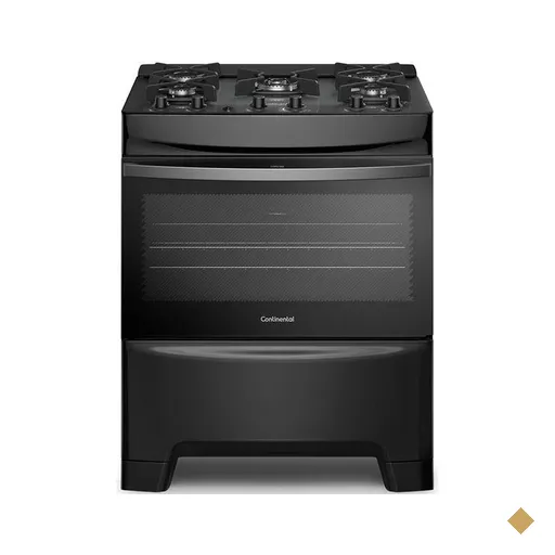 Fogão 5 Bocas Continental, Mesa Vidro, Forno Eco Turbo, Tripla Chama - FC5GB