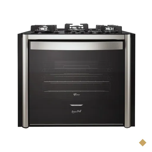 Fogão a Gás de Embutir 5 Bocas Fischer Gran Chef, Mesa de Vidro, Preto - 28550