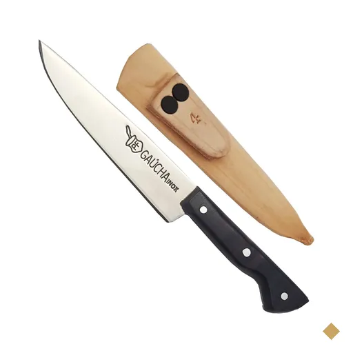 Faca Pequena Artesanal 4'' Com Bainha Couro Cabo De Chifre Mesclado