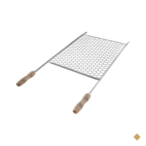 Grelha para Churrasqueira 74x38cm Moeda Aço Inox 430 com Cabos de Madeira…