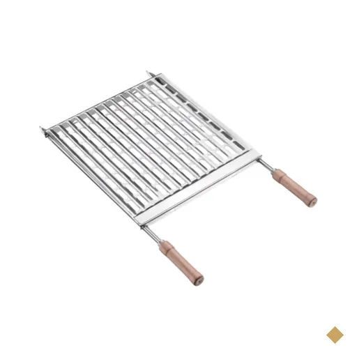 Grelha para Churrasqueira 70x40cm Inox Coletor De Gordura Cabos Em Madeira…